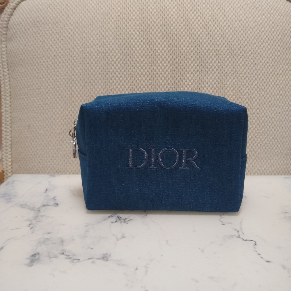 New Dior Limited Edition Dior Denim Beauty Makeup Pouch Bag Clutch